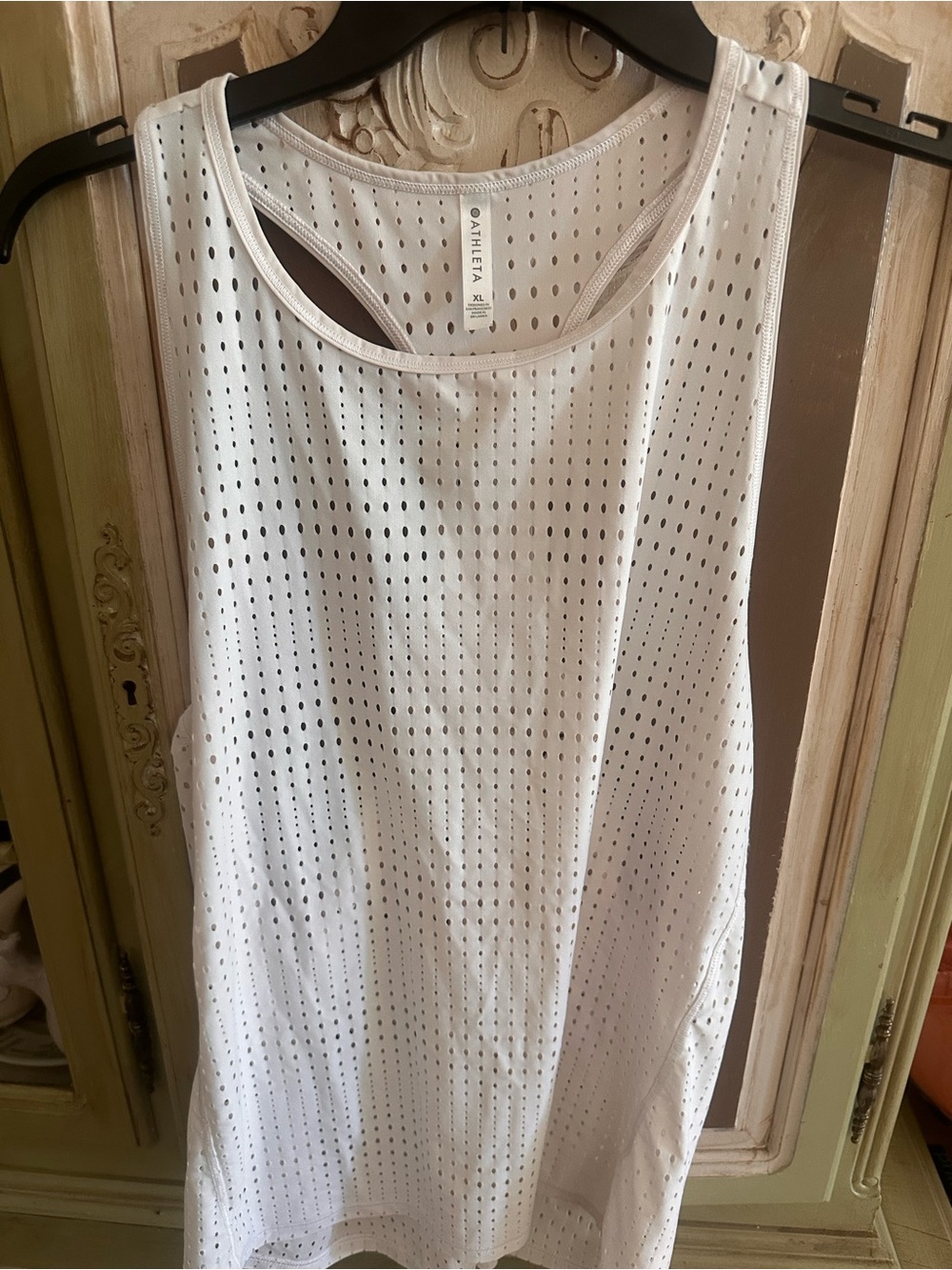 Athleta White Perforated Racerback Tank